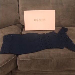 Navy blue shoulder dress